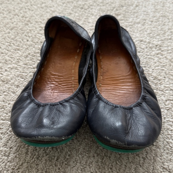 Navy Leather Tieks Ballet Flats Size 9 - Picture 2 of 4